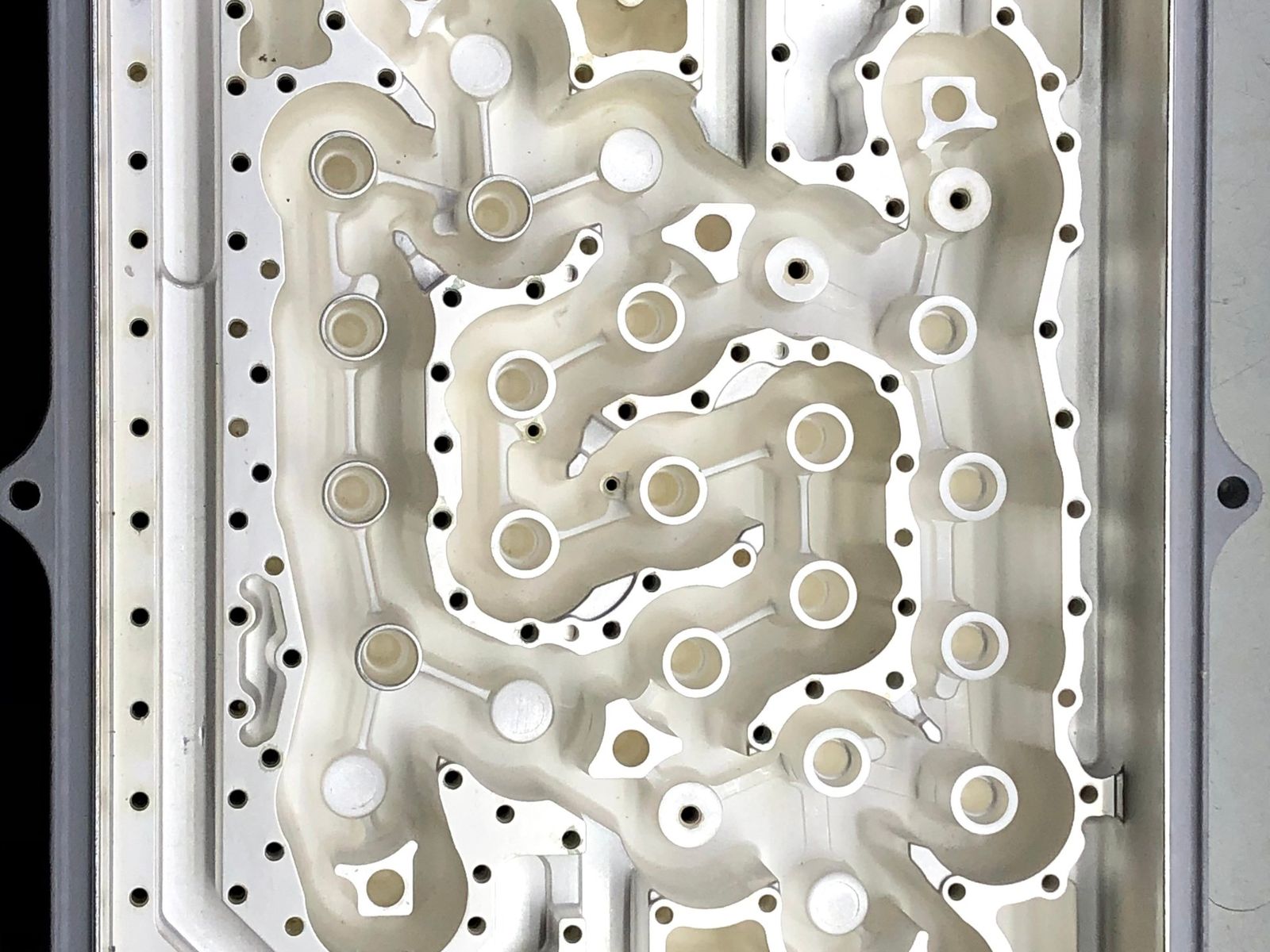 Inside of a silver-plated RF filter housing
