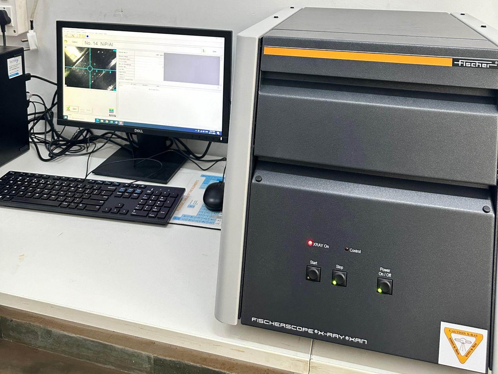 Fischerscope X-RAY XAN coating thickness analyser and its computer in the in-house testing lab